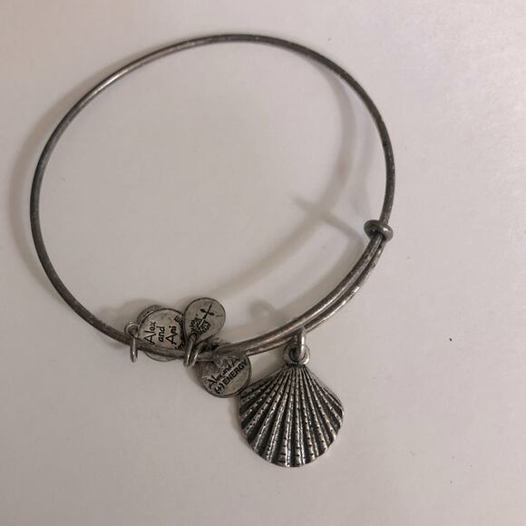 Alex and Ani Shell seashell Silver Charm Bracelet Bangle adjustable - Picture 5 of 7